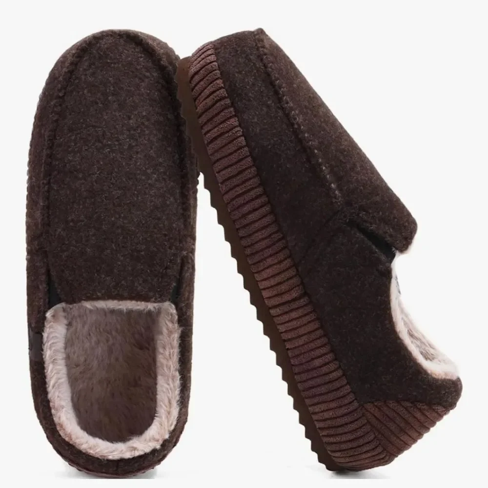 ONCAI Mens Clog Slippers with Arch Support Stripe Faux Fur - NWOB